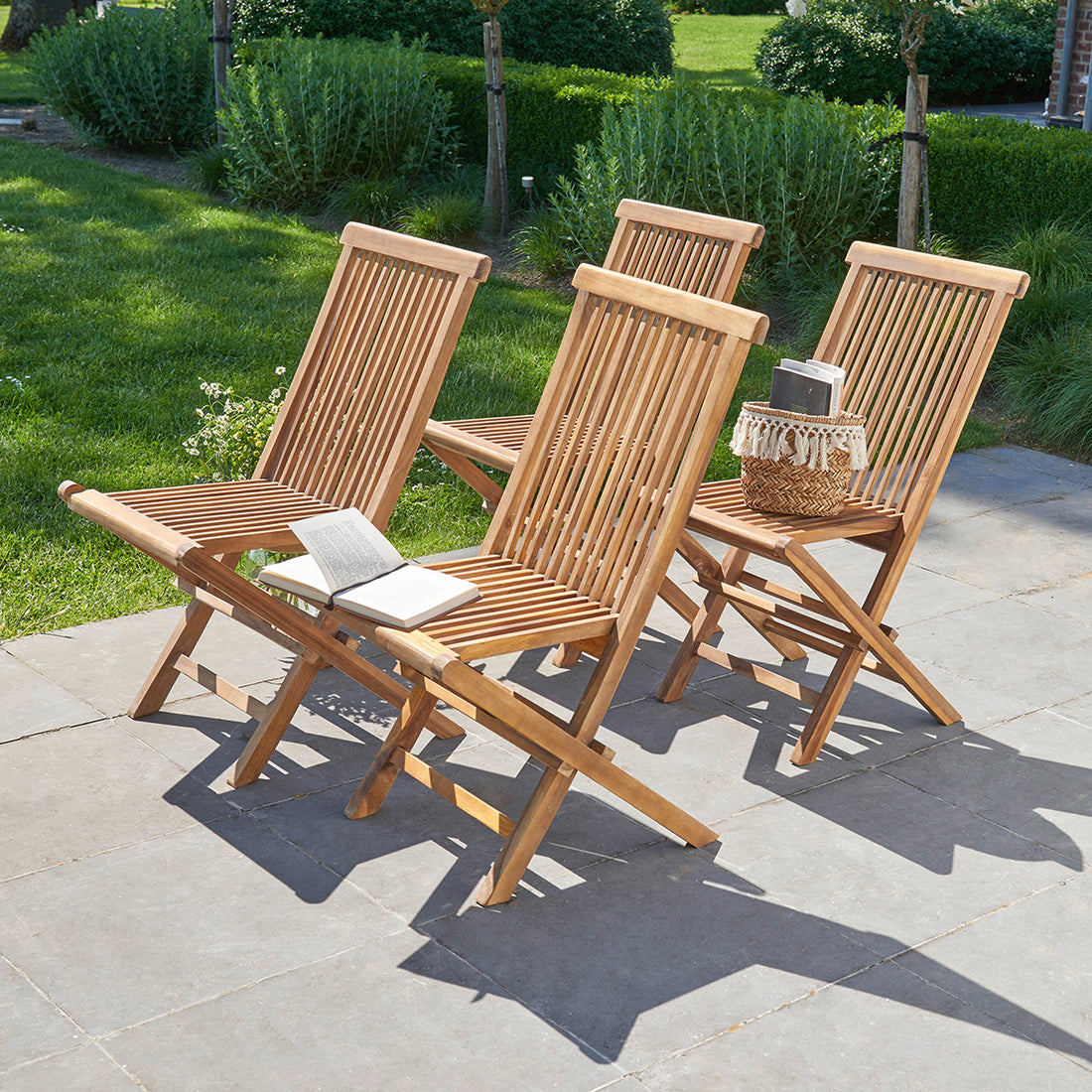 BALI - Chaise de jardin en teck huilé massif pliante (lot de 4)