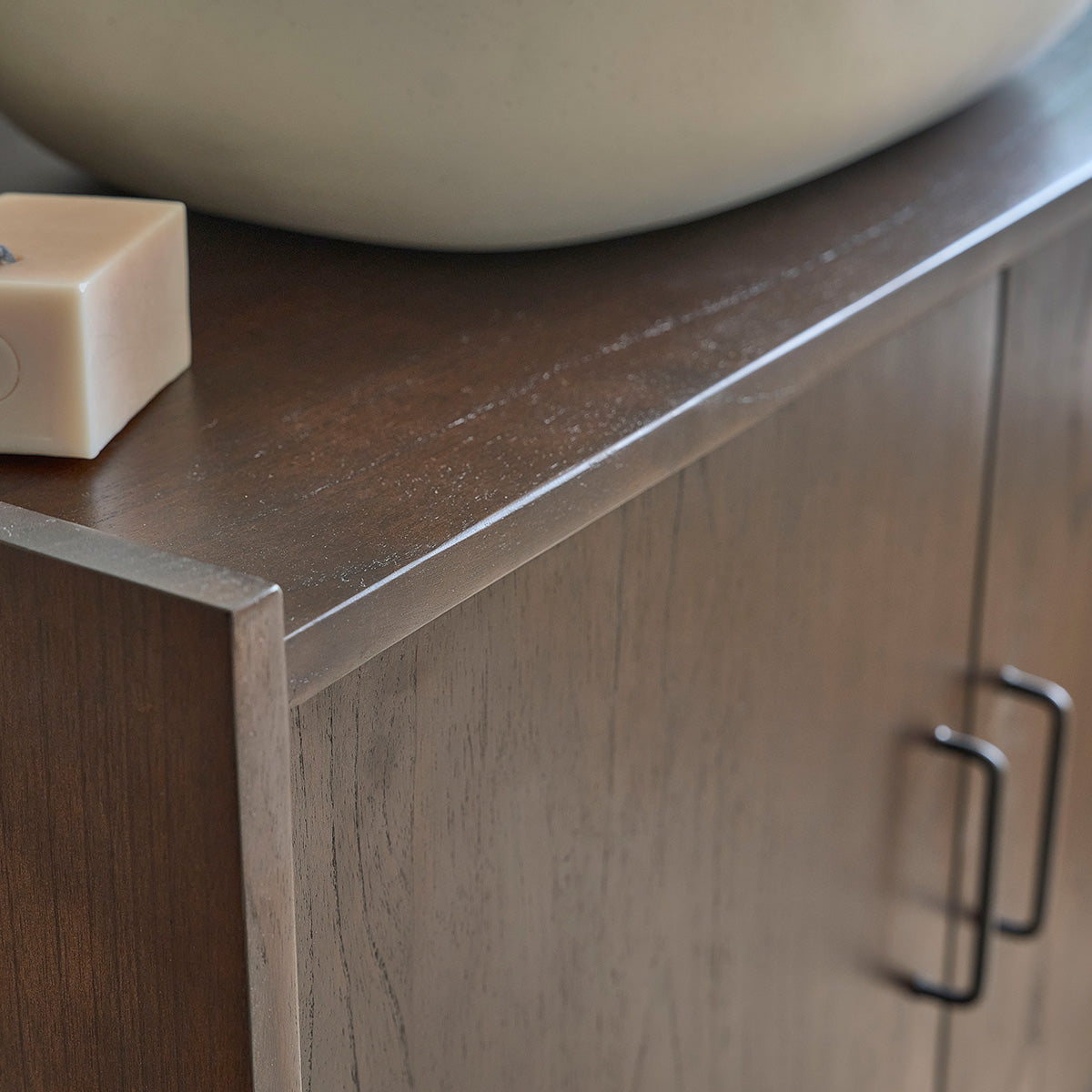 VINTAGE - Meuble de salle de bain en mindi massif 90 cm