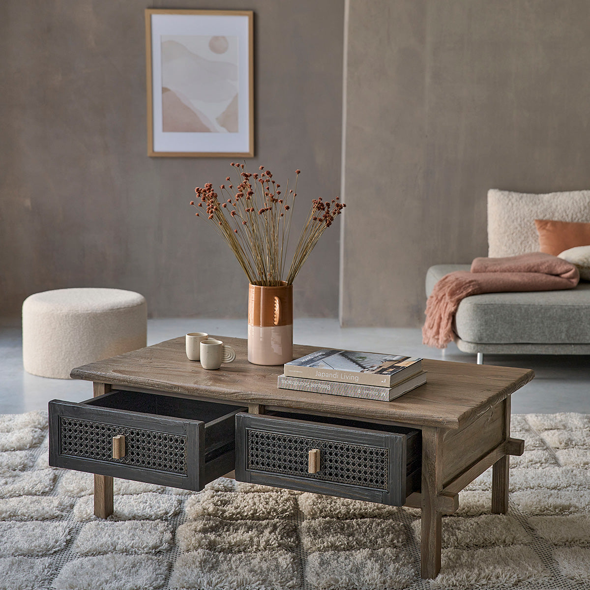 JUNKO - Table basse en bois recyclé massif 110 cm