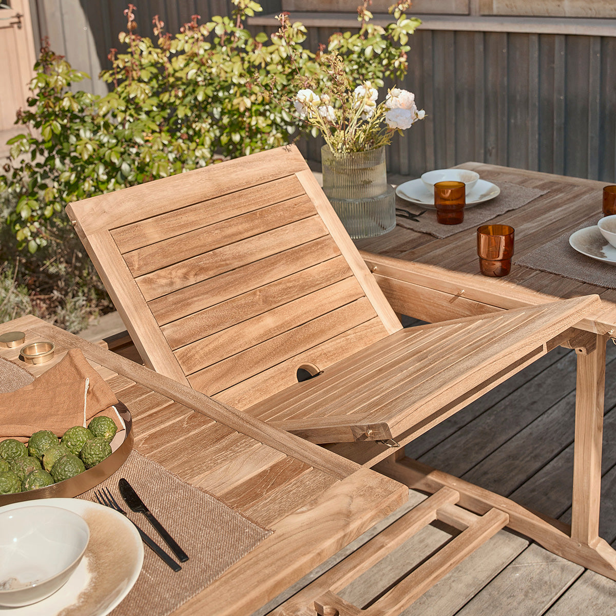 MALTE - Salon de jardin en teck massif extensible 8/10 pers.