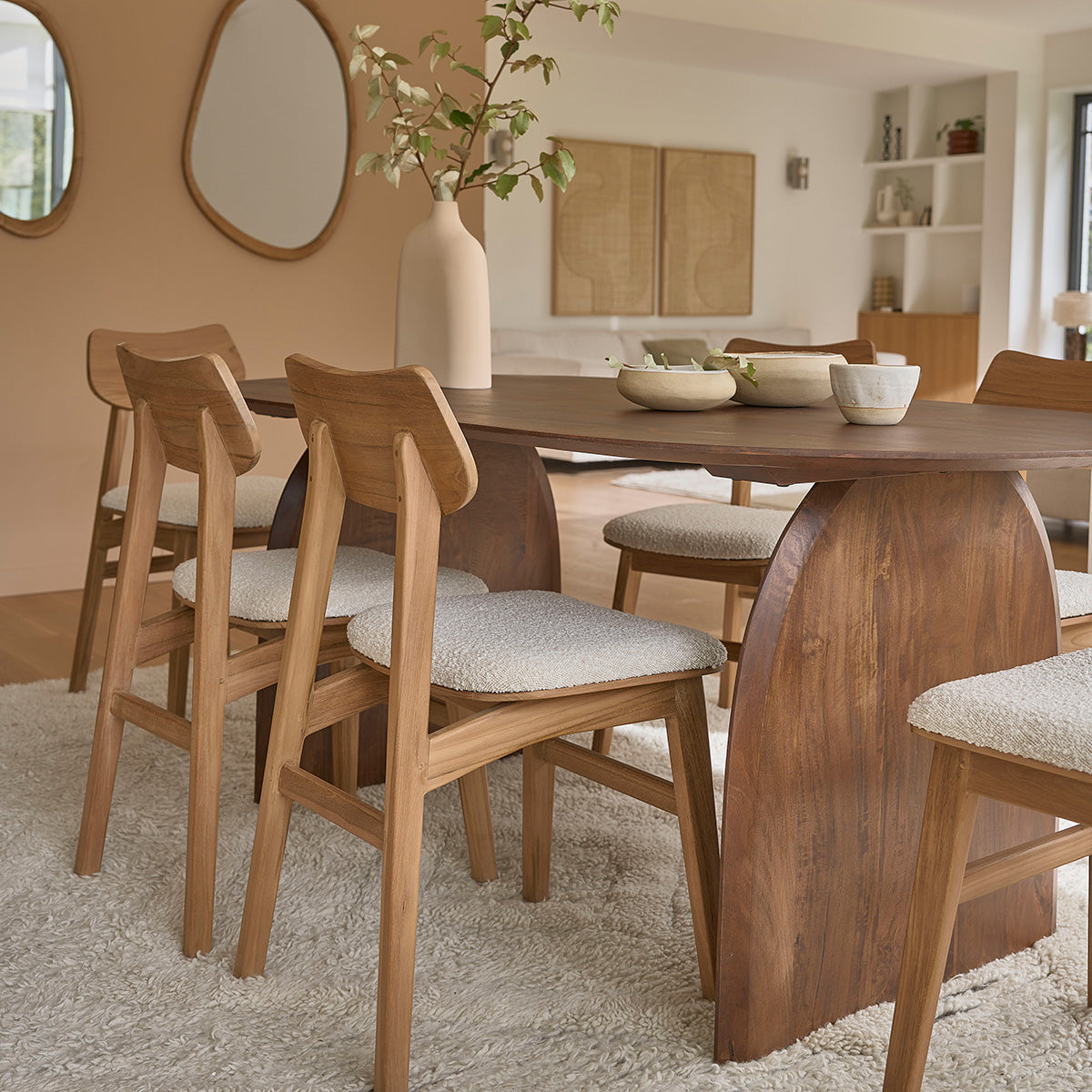 ADELE - Chaise en teck massif assise bouclette