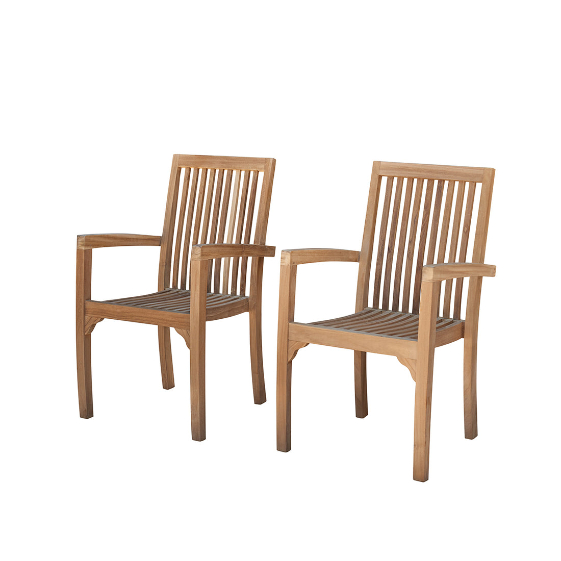 MALTE - Fauteuil de jardin en teck massif empilables (lot de 2)