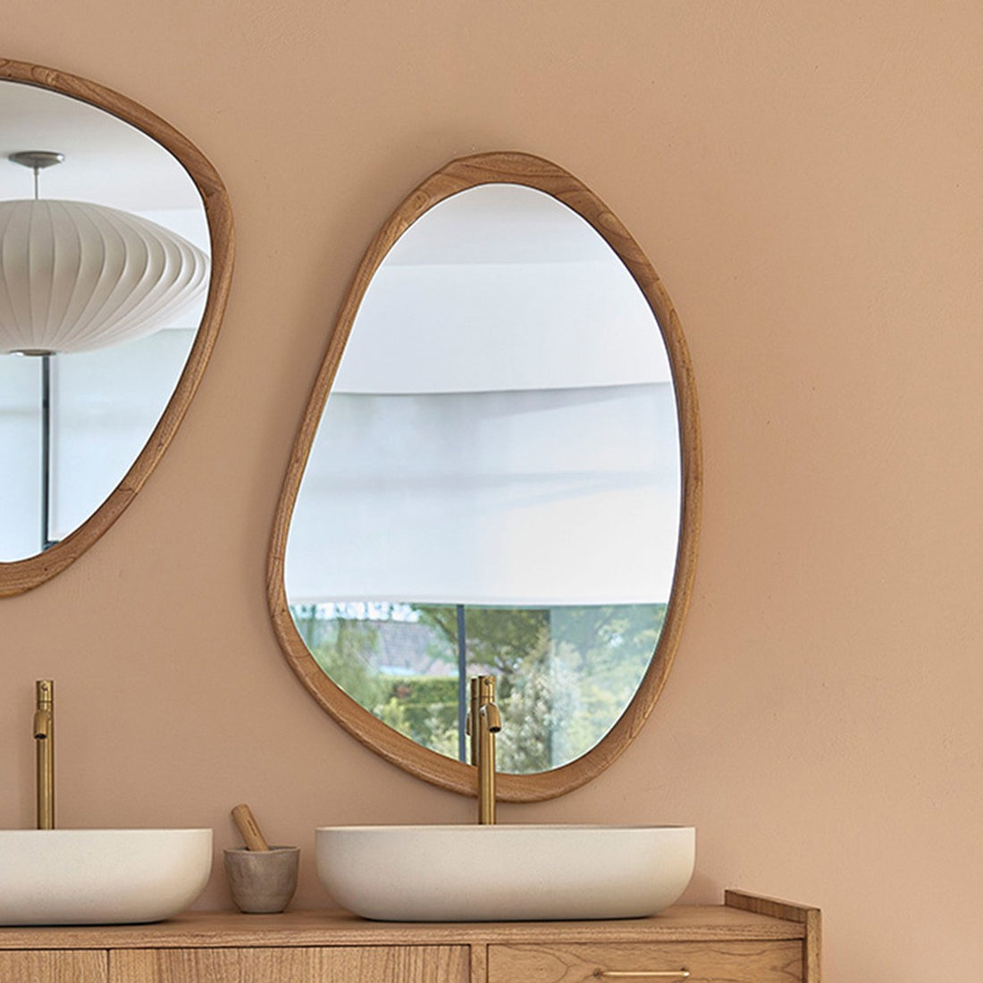 FIFTIES - Miroir en mindi massif 90x60 cm