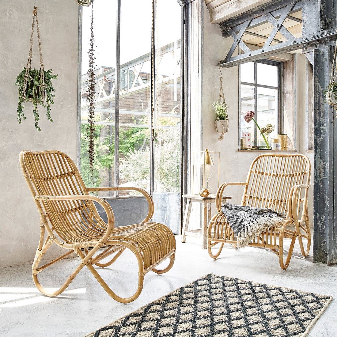 BOHO - Lot de 2 fauteuils en rotin