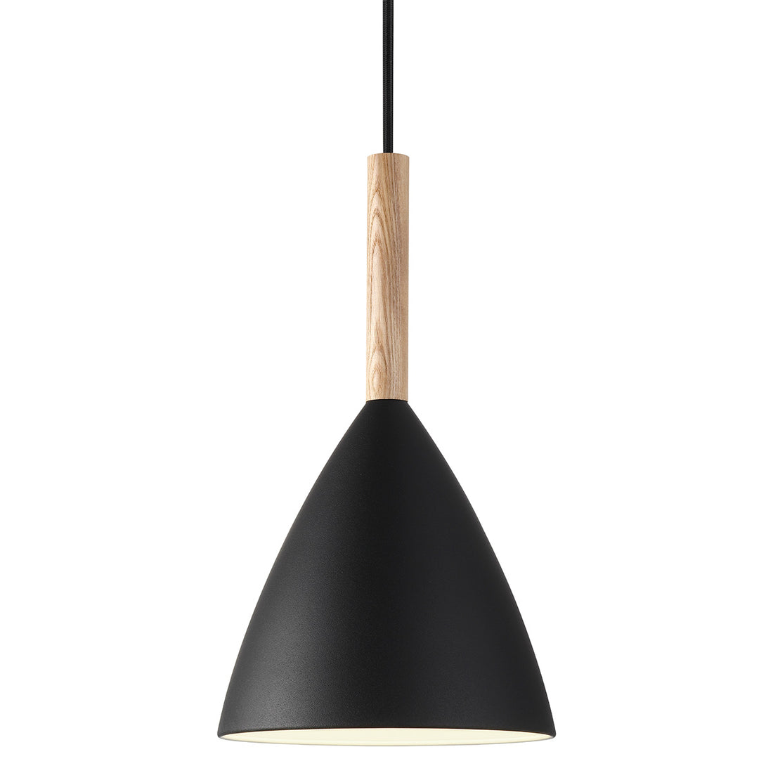 Suspension métal et bois Ø 20 cm noir