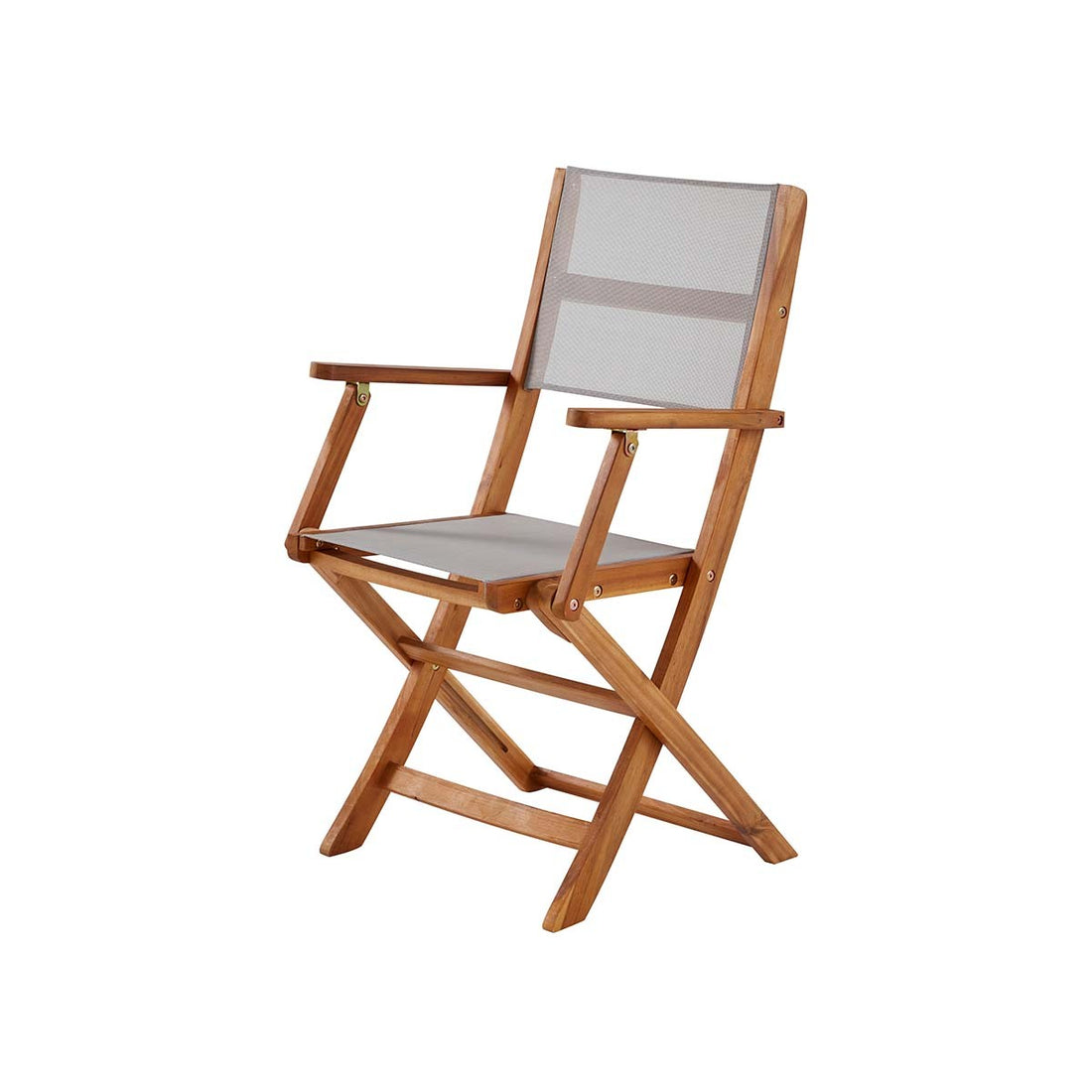 HANOÏ - Fauteuil de jardin pliant en acacia massif et textilène gris