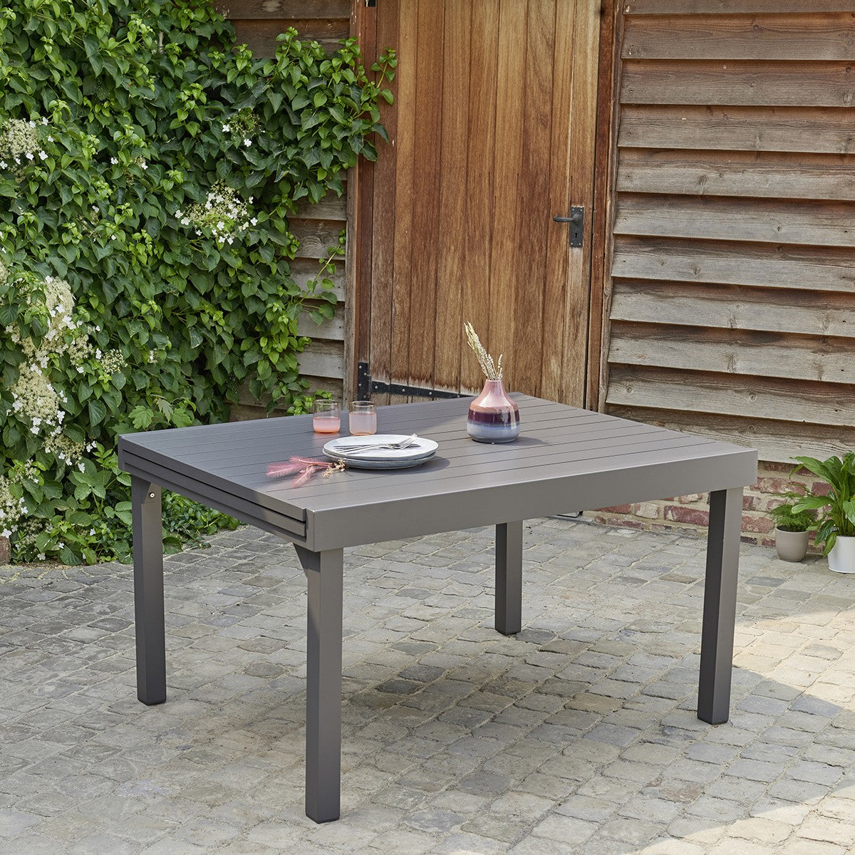 MODULO - Table de jardin en aluminium extensible gris 6/10 pers.