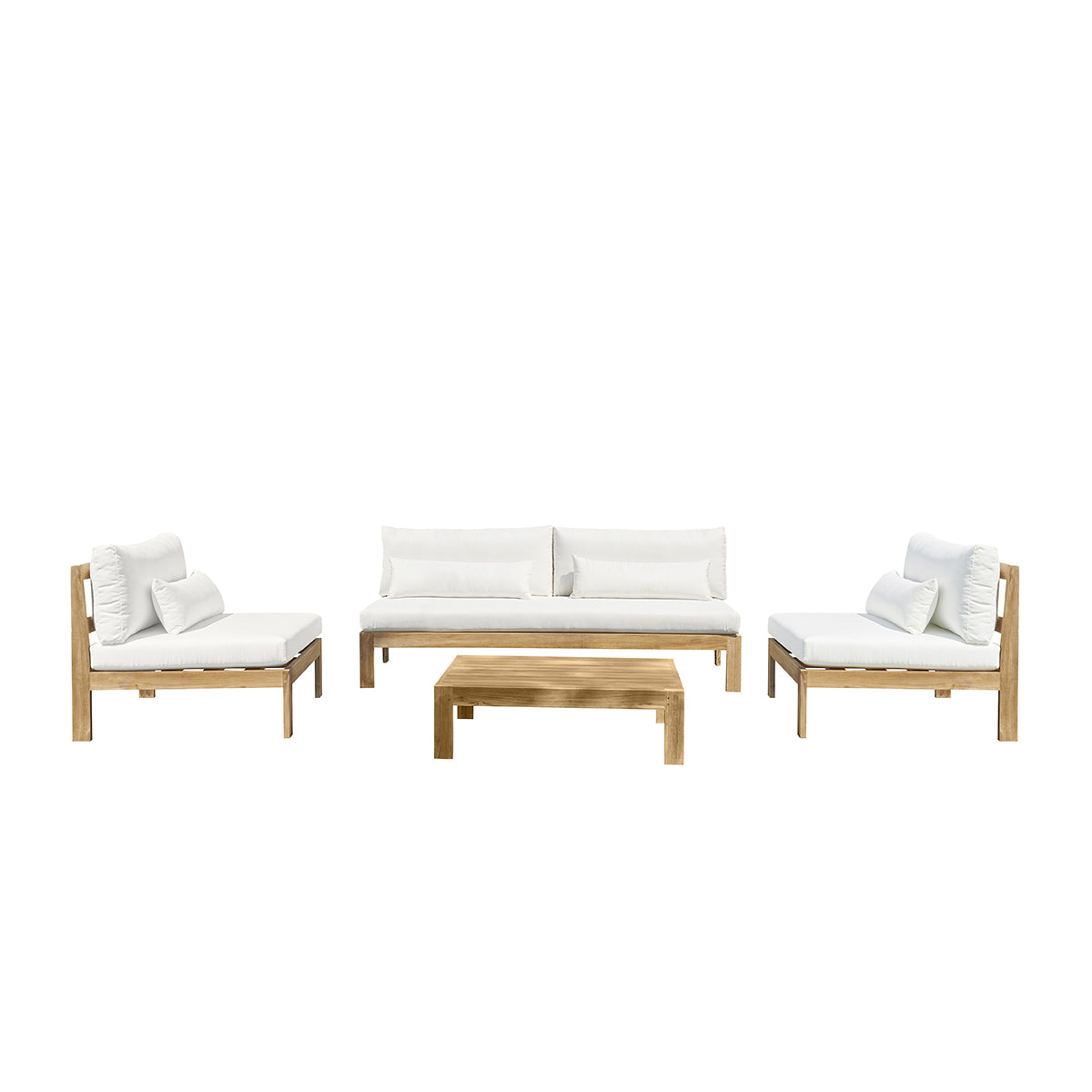 PALMA - Salon de jardin bas en teck massif blanc