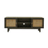 Meuble TV en manguier massif noir et cannage 140 cm