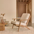 Fauteuil en teck massif et tissu bouclette
