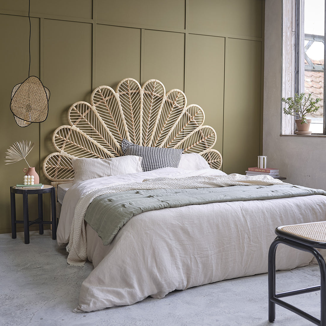 COLETTE - Tête de lit en rotin 180 cm