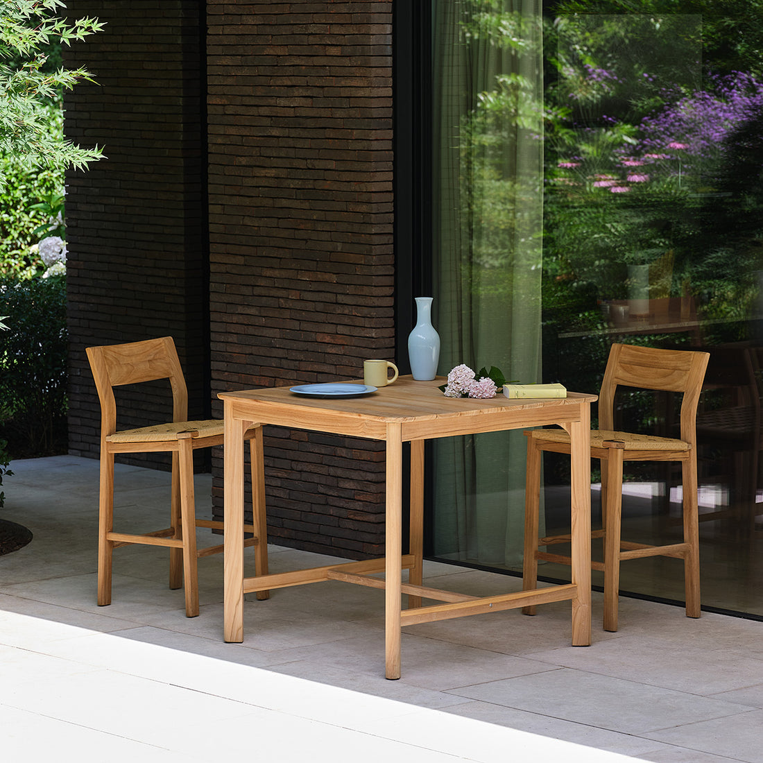 PIANA - Table haute de jardin en teck massif 4 pers.