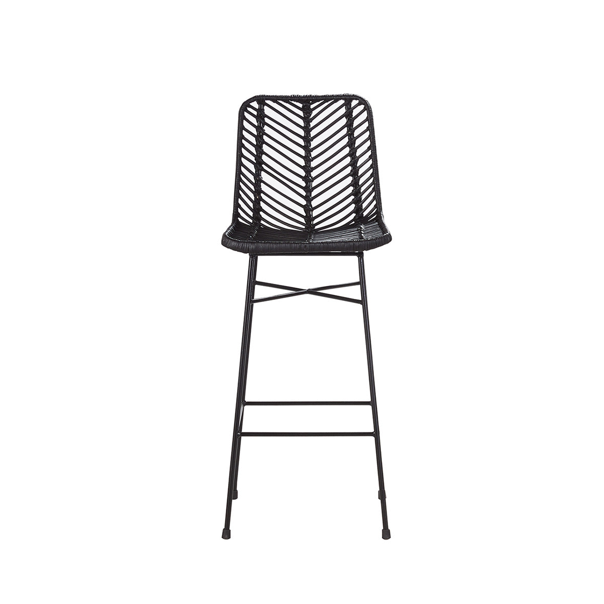 BOHEMA - Tabouret de bar en rotin et métal noir