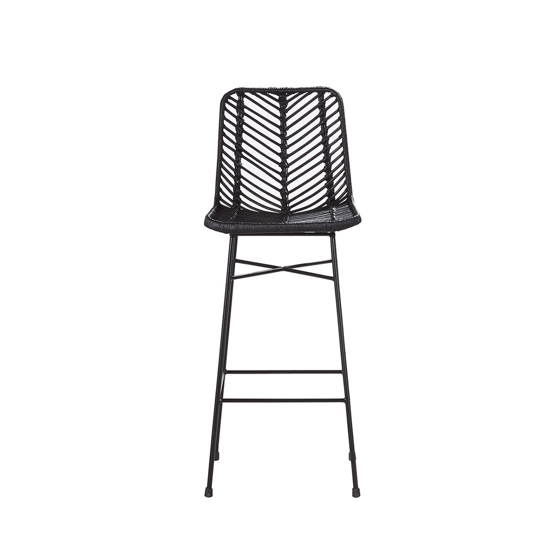 BOHEMA - Tabouret de bar en rotin et métal noir