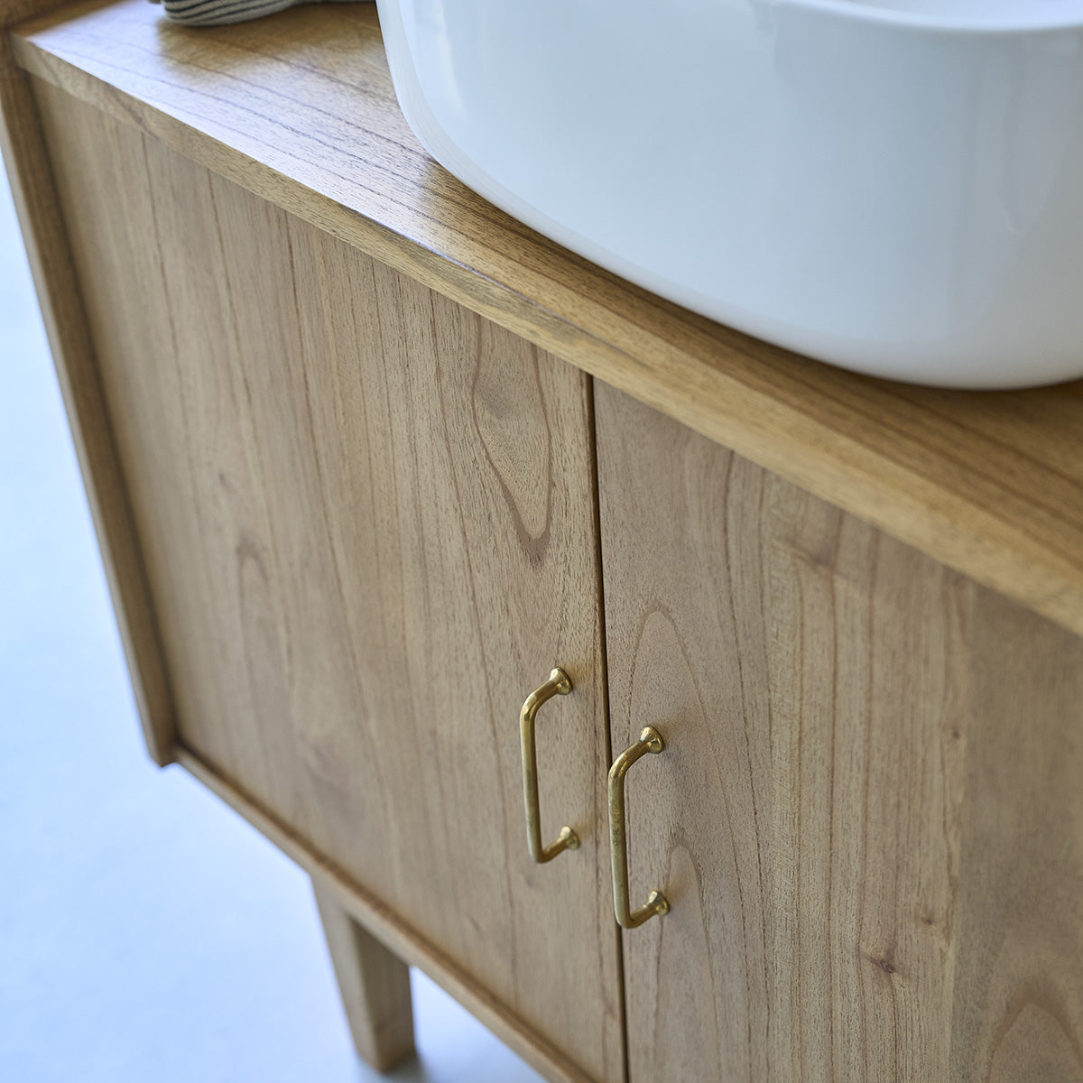 FIFTIES - Meuble sous vasque en mindi massif 90 cm