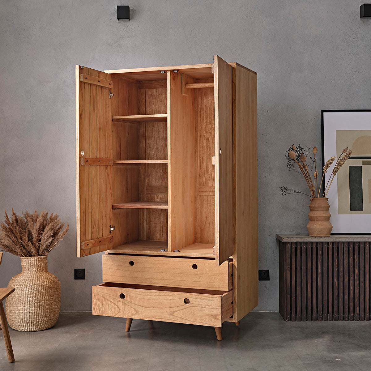 ESMEE - Armoire en mindi massif 190
