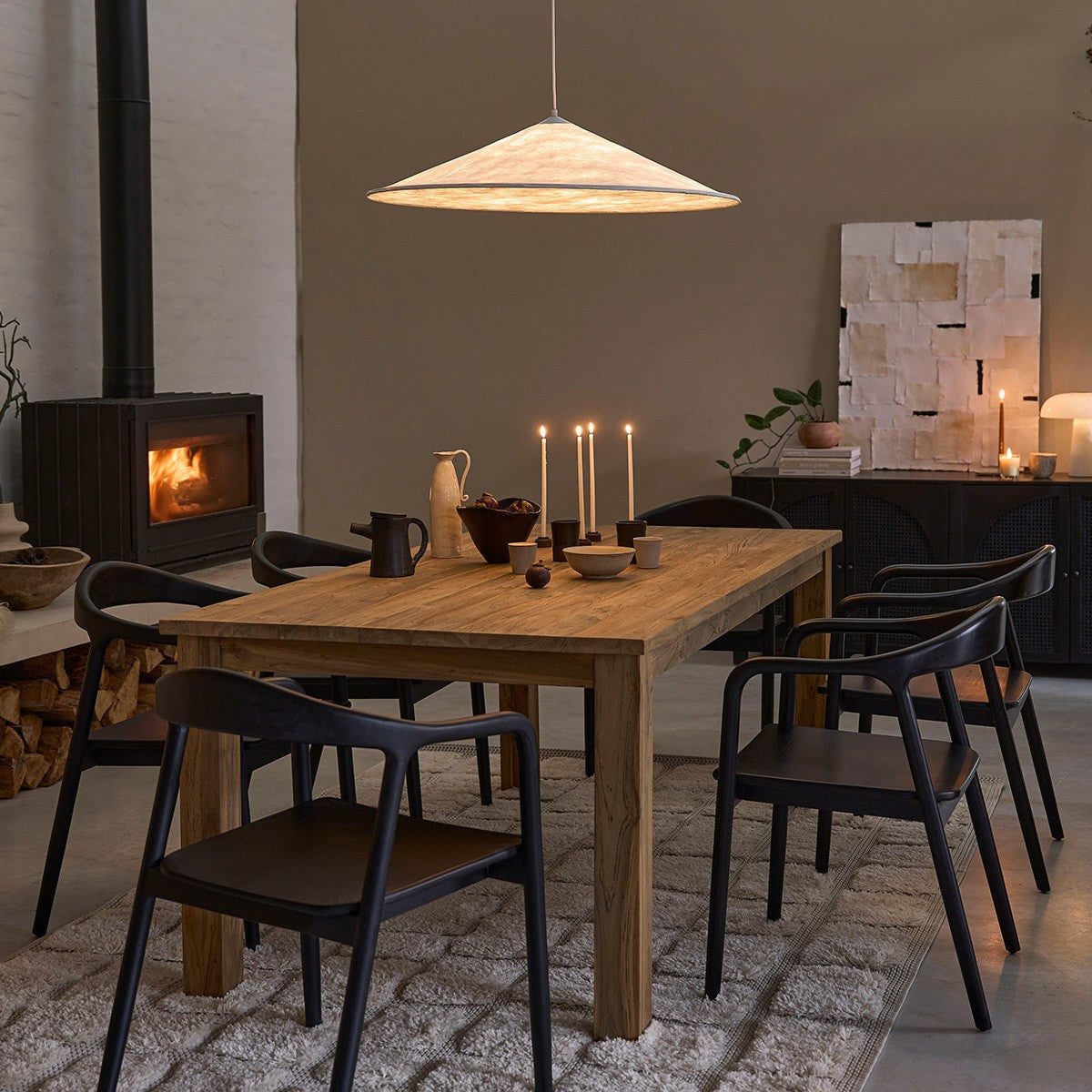 AMBRE - Chaise en teck massif noire