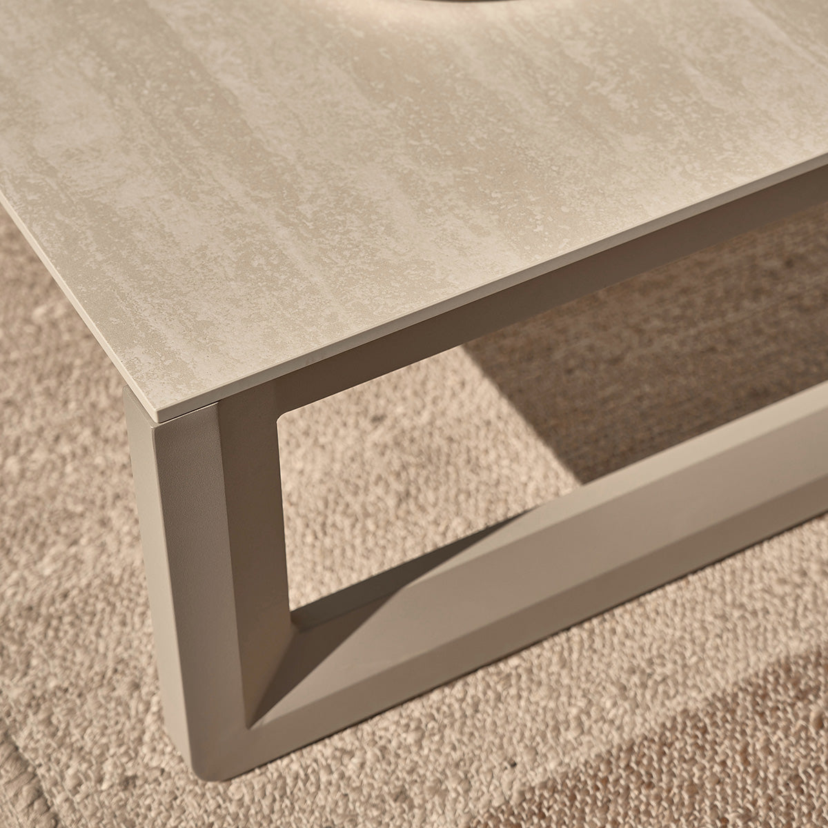 CALIZA - Salon de jardin bas en aluminium taupe 5 pers.