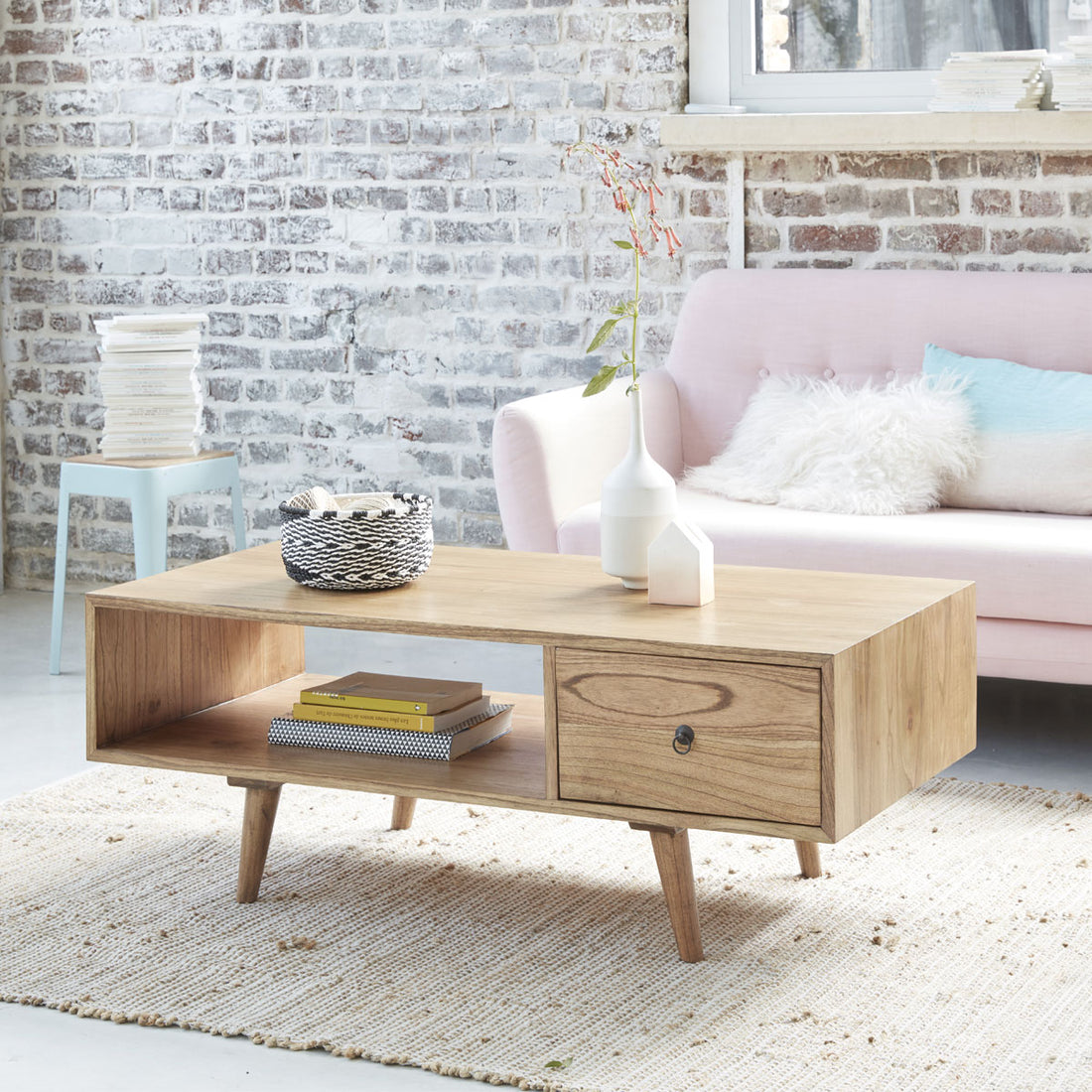 OSCAR - Table basse en mindi massif 120 cm