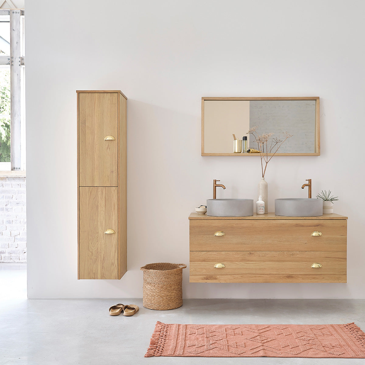 MARGAUX - Colonne de salle de bain en chêne massif 150 cm