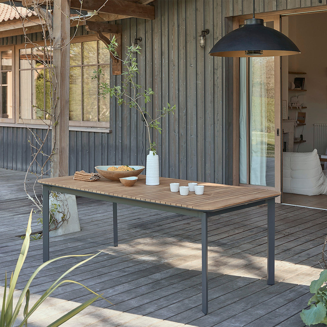 SIENA - Table de jardin en teck massif et aluminium 6/8 pers.