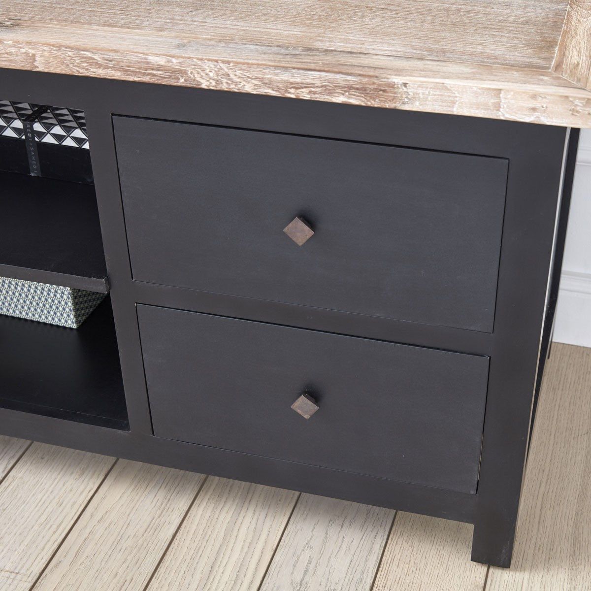 LONDRES - Meuble TV en acajou et teck massif 180 cm