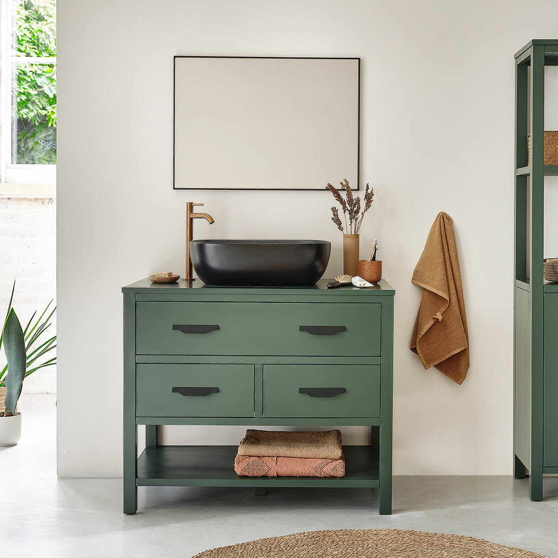OLIVIA - Meuble sous vasque en acacia massif 90 cm