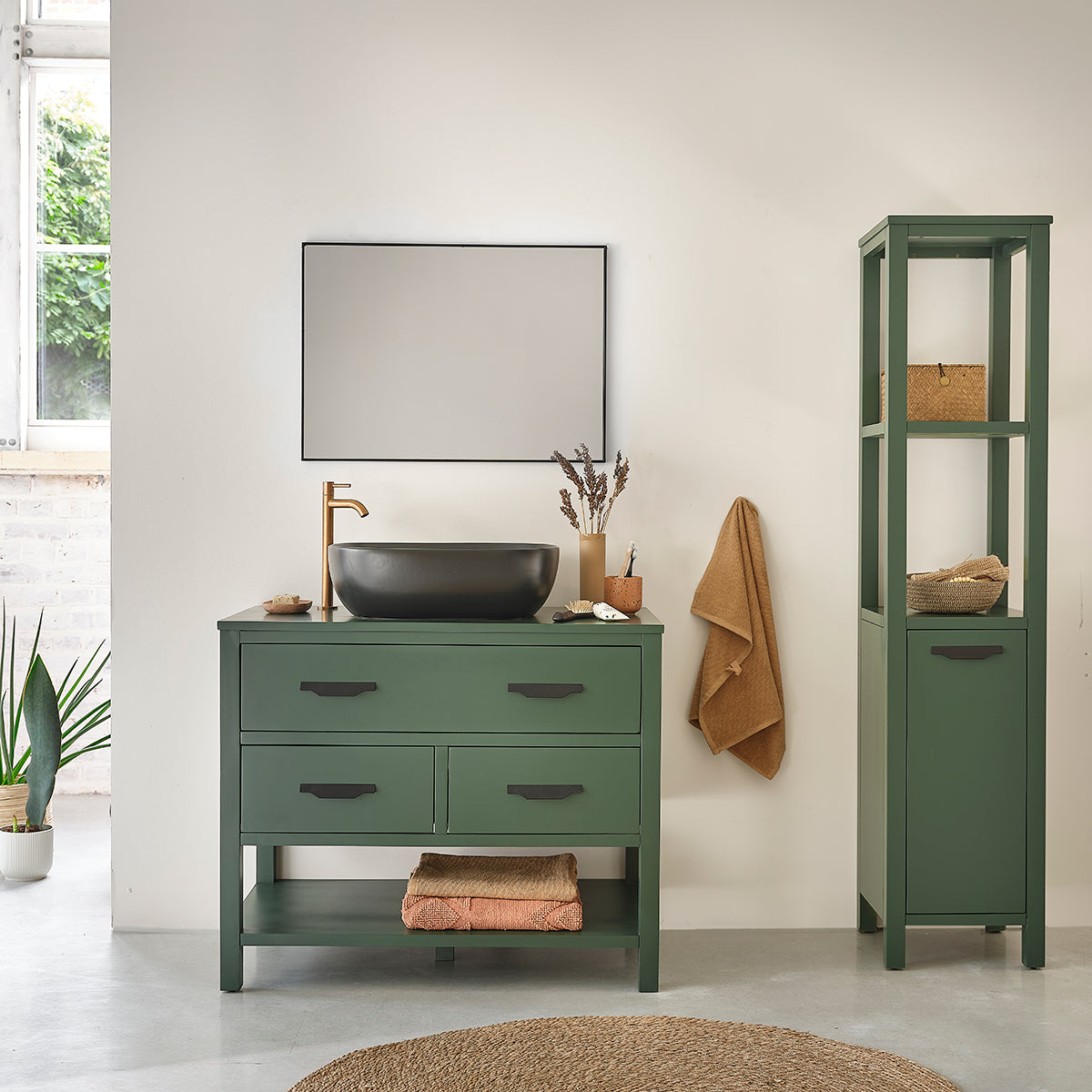 OLIVIA - Meuble sous vasque en acacia massif 90 cm