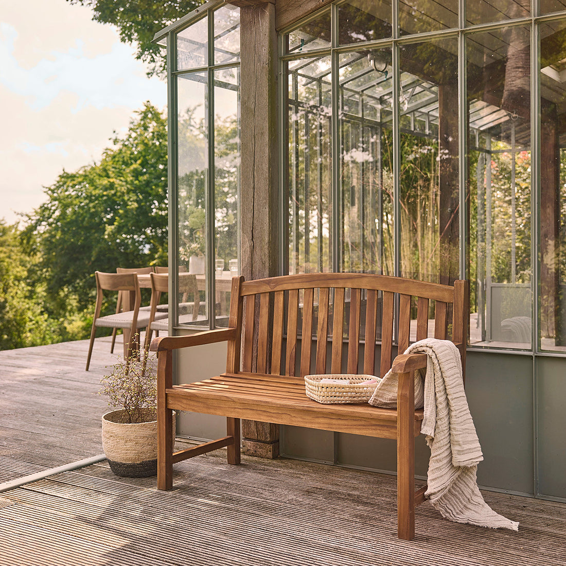 BALI - Banc de jardin en teck huilé massif 120 cm