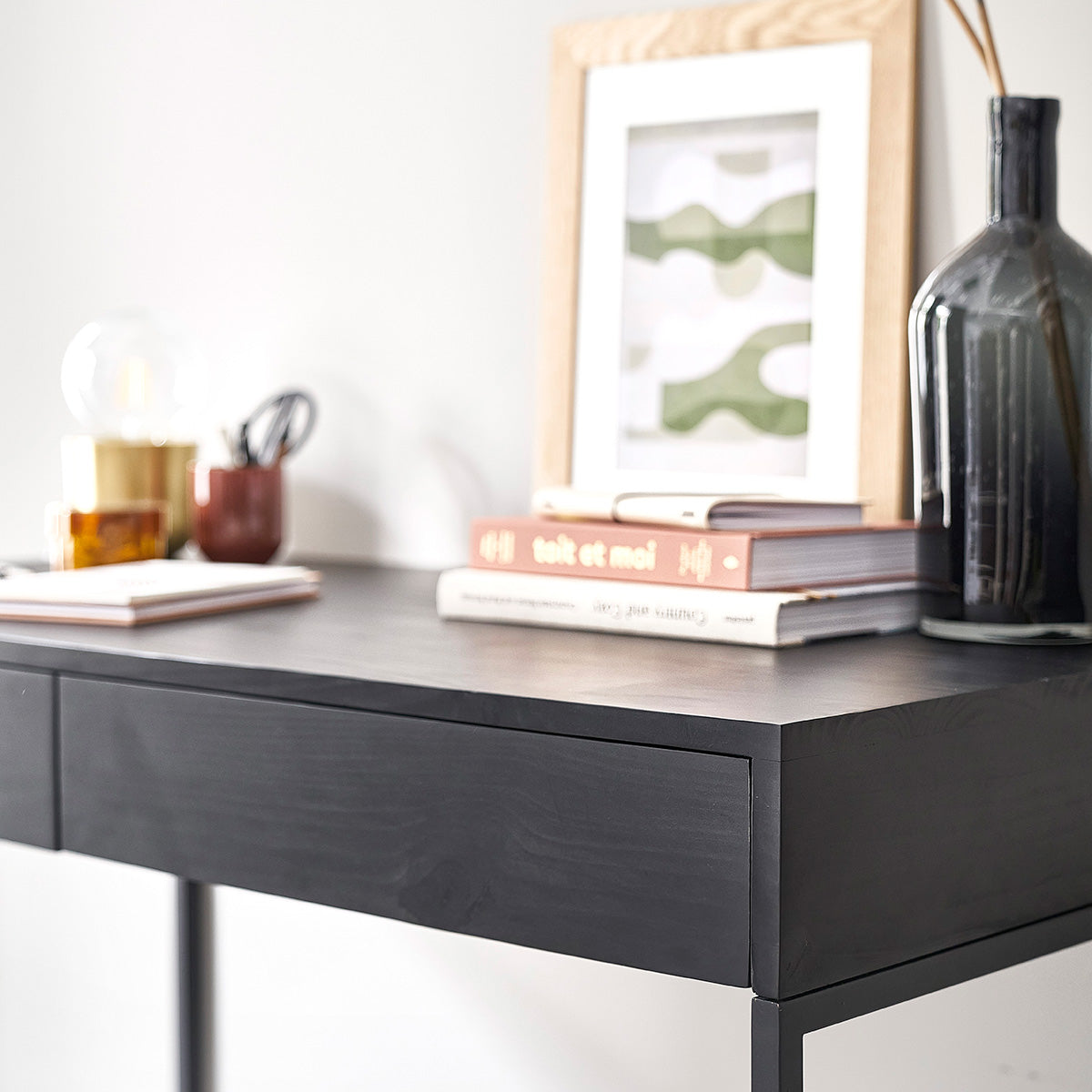 NEVEN - Bureau en pin massif et métal 120 cm