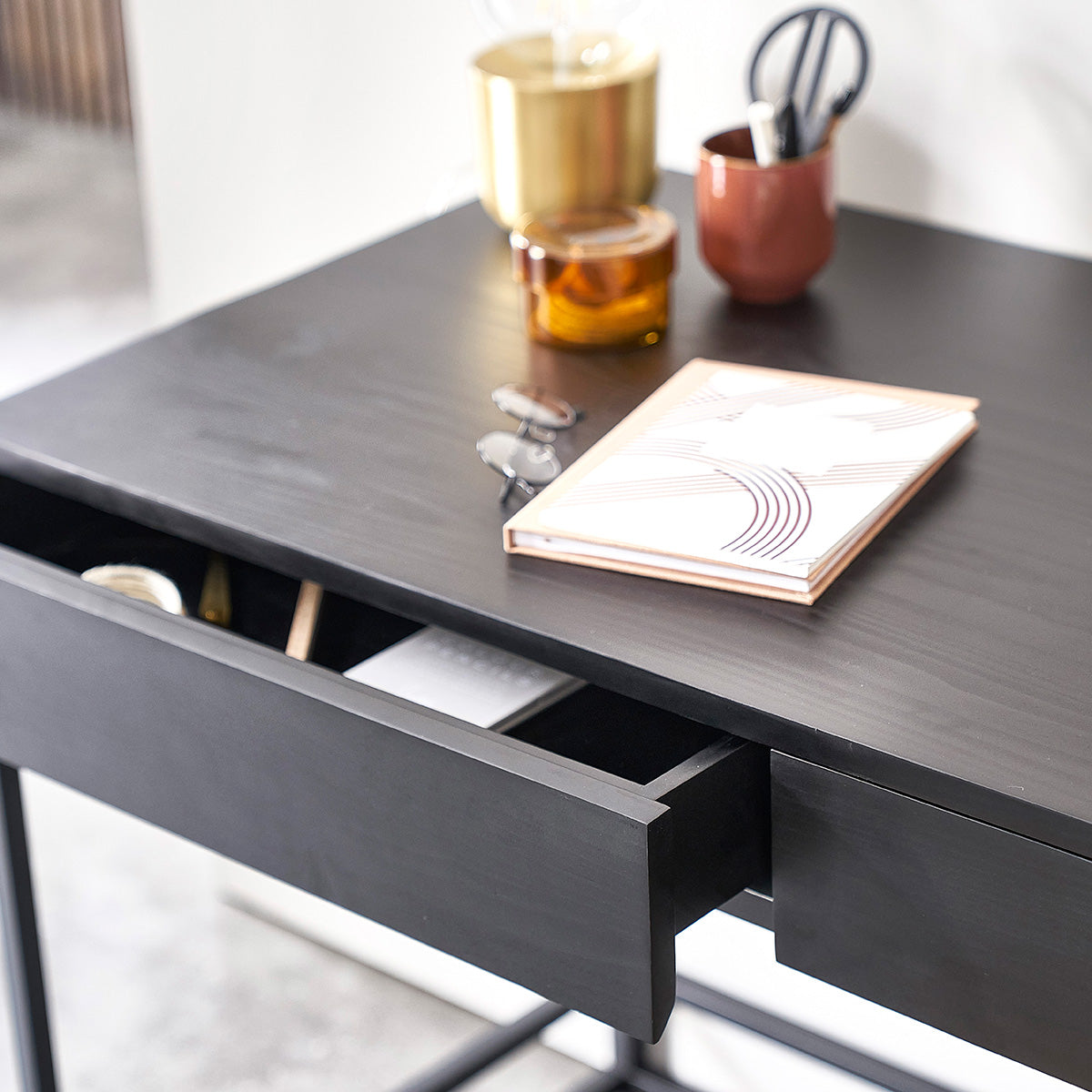NEVEN - Bureau en pin massif et métal 120 cm