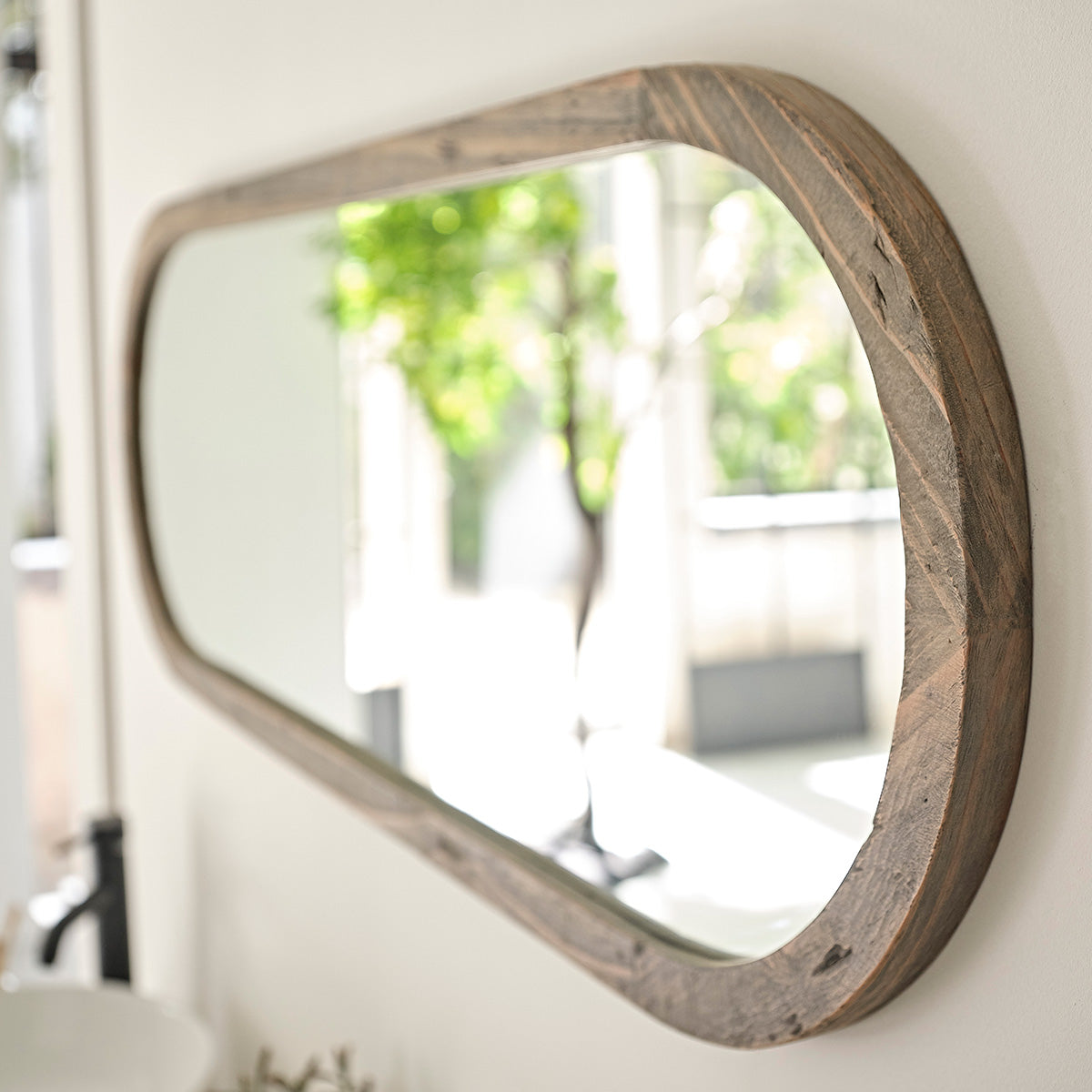 SEZANNE - Miroir en bois recyclé massif oval 140x50 cm