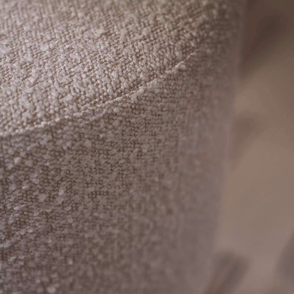 SERENE - Pouf en teck massif et tissu bouclette blanc Ø38 cm