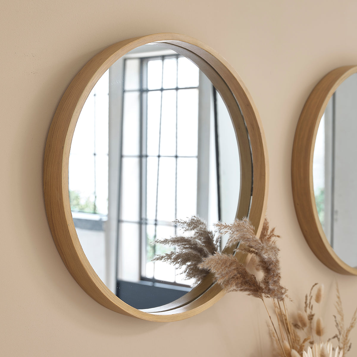 ERNEST - Miroir en chêne massif rond Ø 50 cm