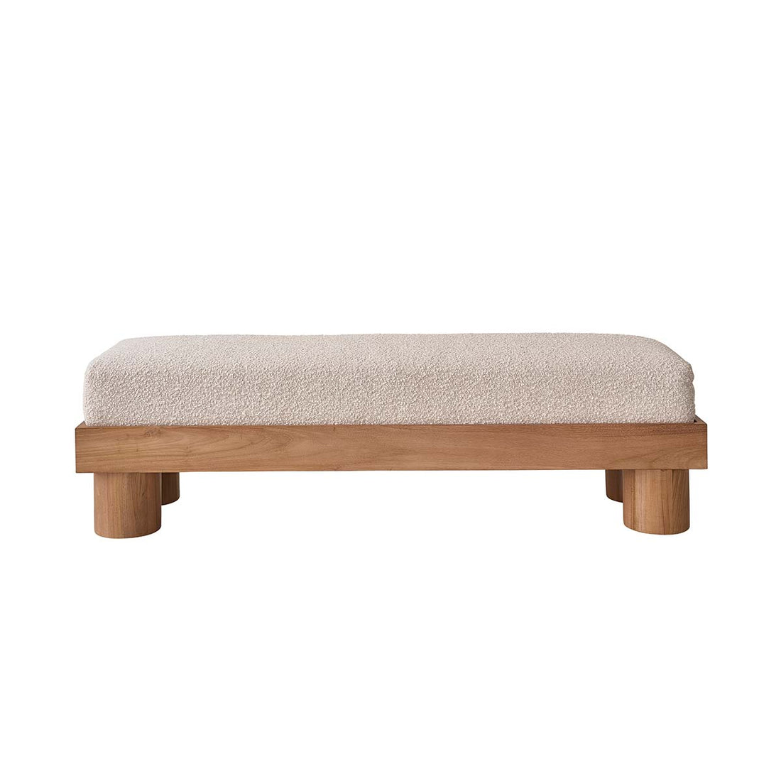 THÉODORE - Banc en teck massif et tissu bouclette 140 cm