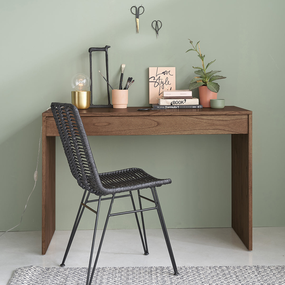 MILO - Console en mindi massif finition noyer 120 cm