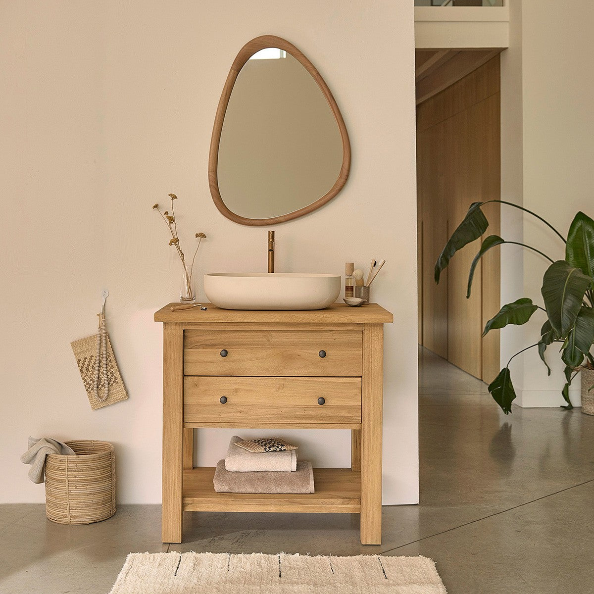 BELIZE - Miroir en teck massif 75x60 cm