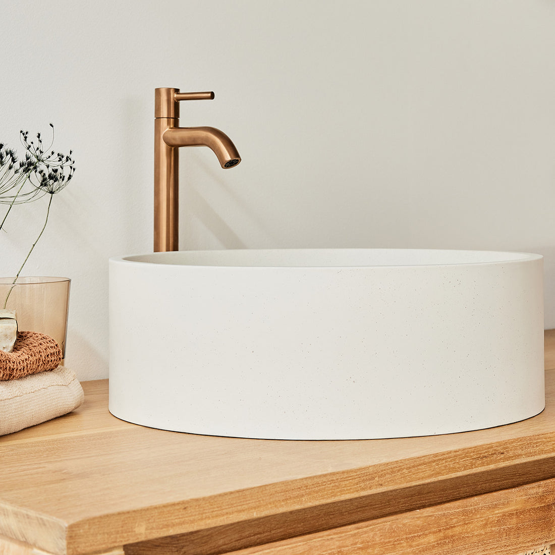 LENA - Vasque en béton beige Ø37 cm