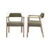 Lot de 2 chaises en chêne et tissu bouclette kaki