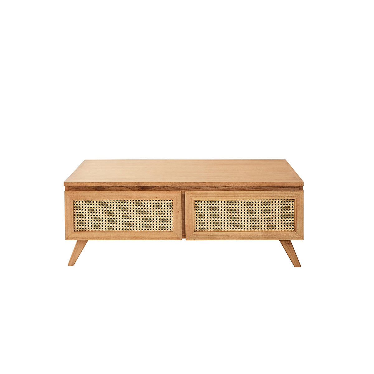 ISÉE - Table basse en mindi massif et cannage 110 cm