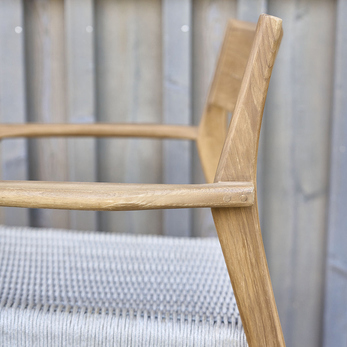 LIVIE - Fauteuil de jardin en teck massif et cordage beige