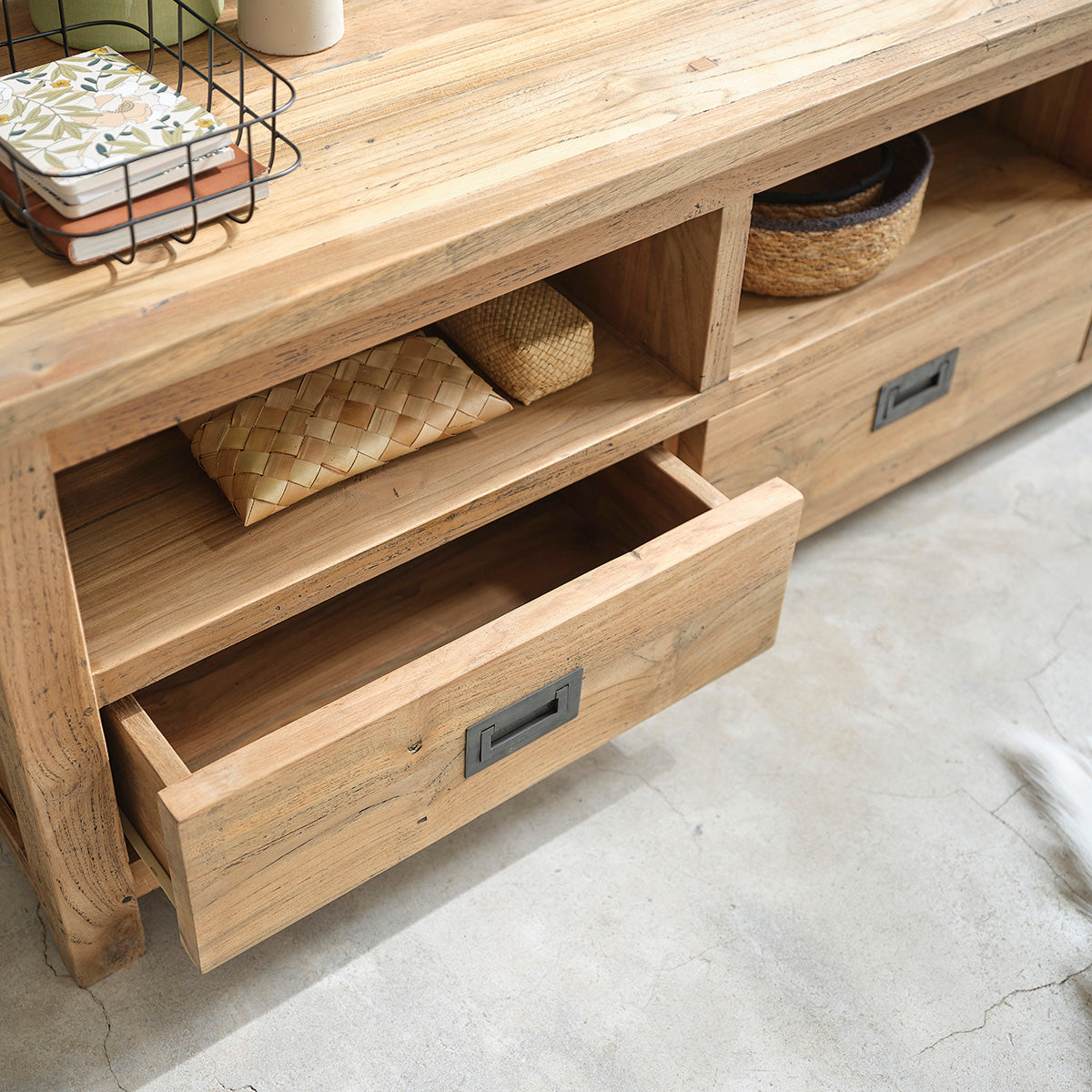 CARGO - Meuble TV en teck massif recyclé 160 cm