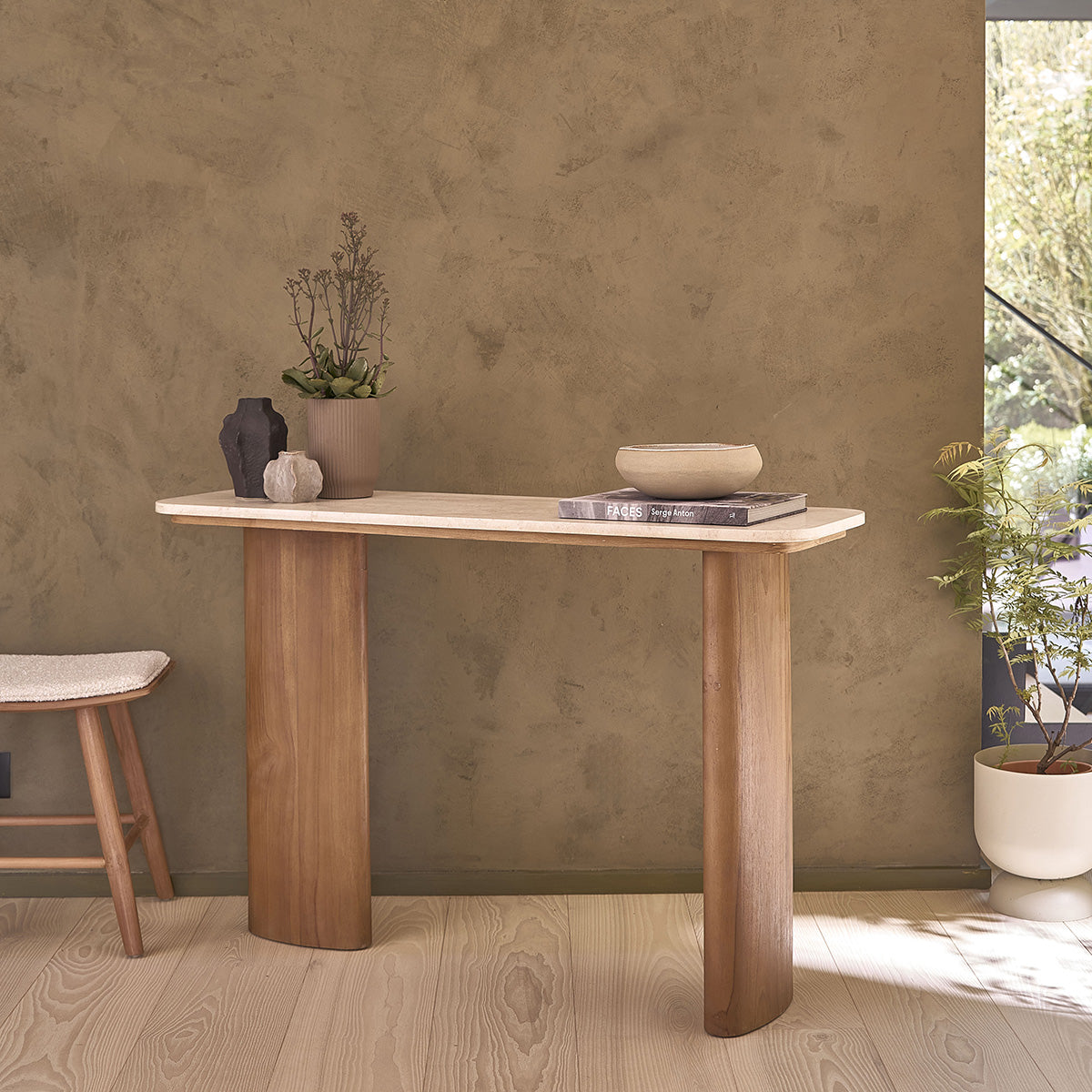 CALMA - Console en teck massif et marbre 120 cm