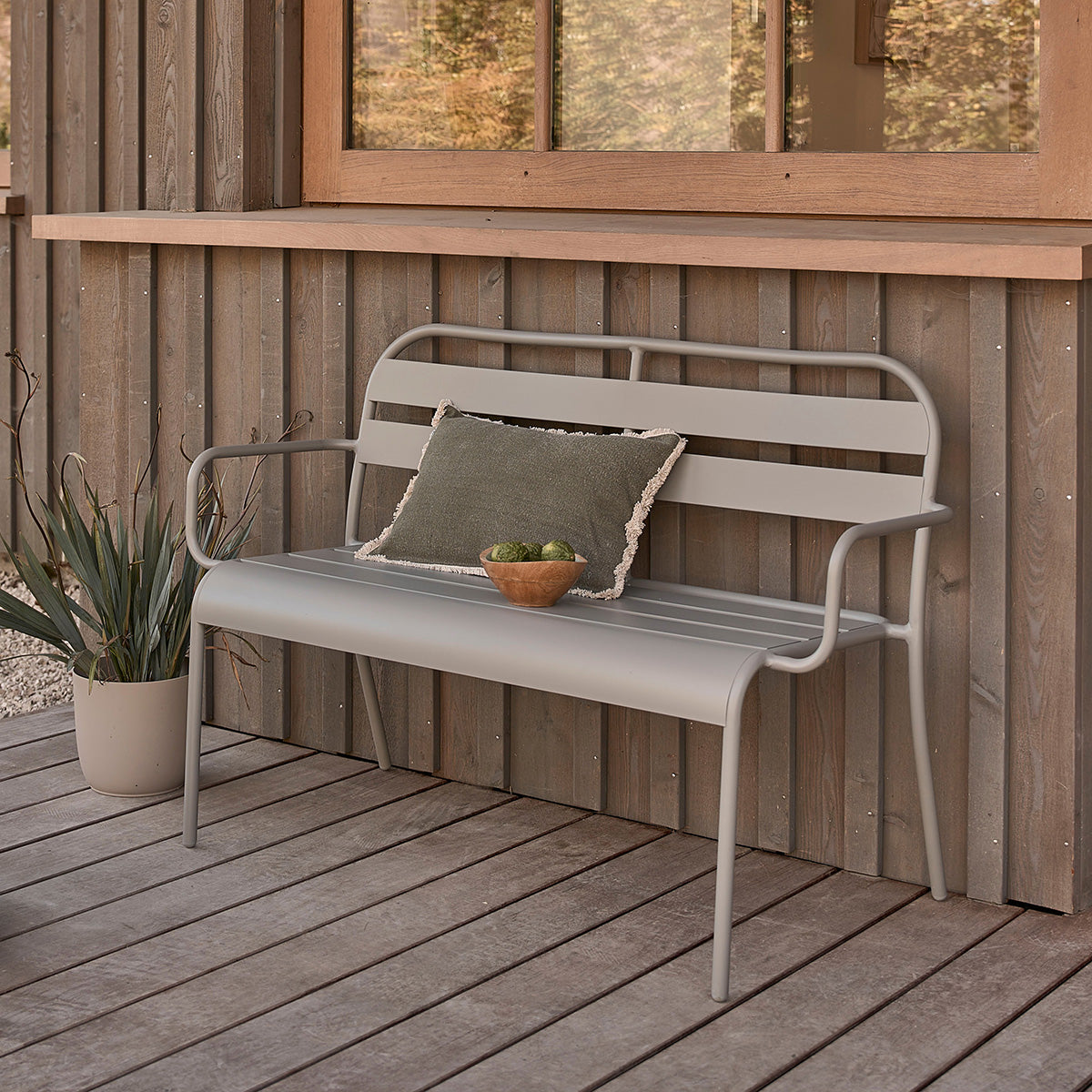 ZÉPHIR - Banc en aluminium gris 118 cm