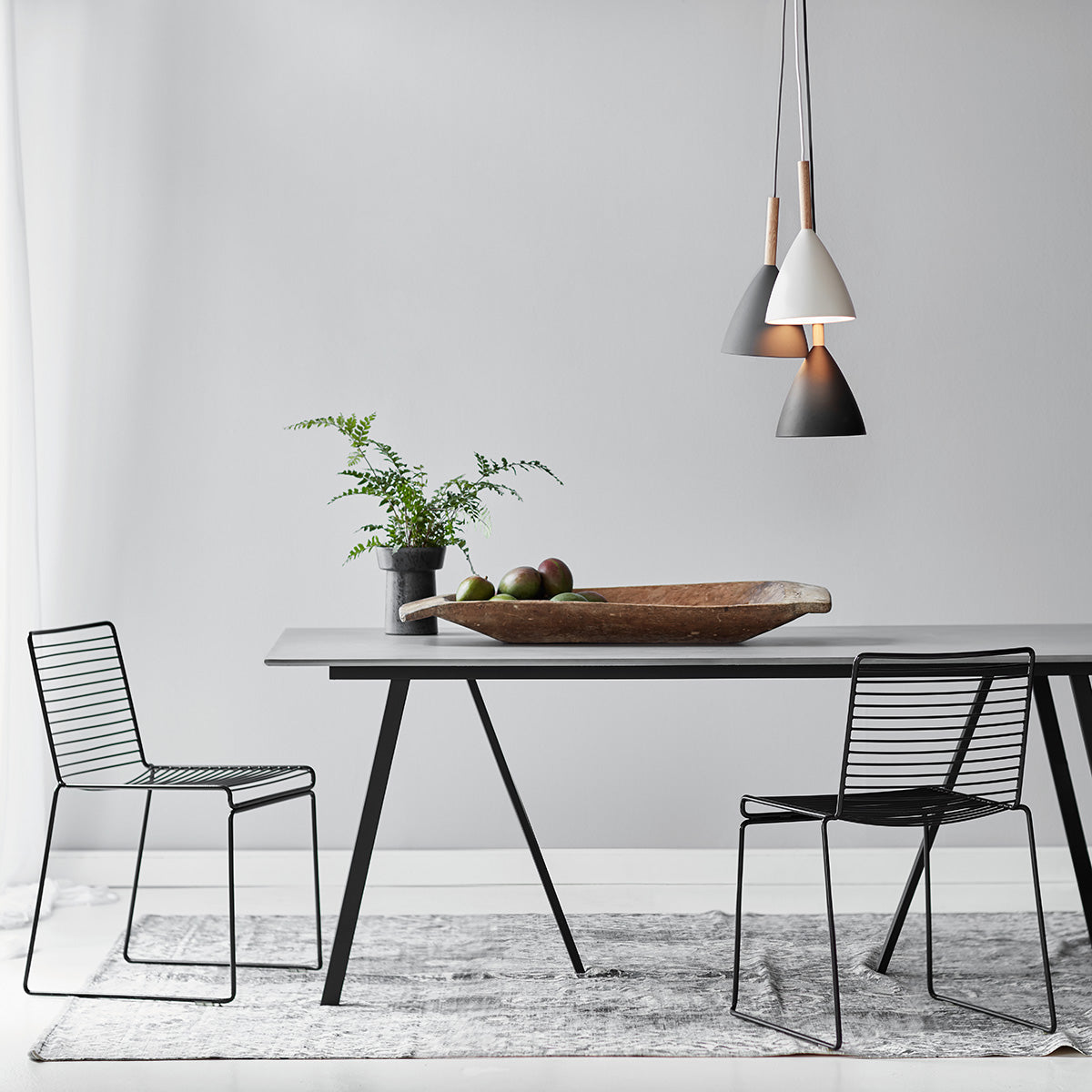 Suspension métal et bois  Ø 20 cm blanc