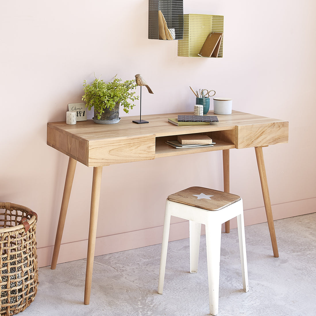 ISAURE - Bureau en teck massif 120 cm