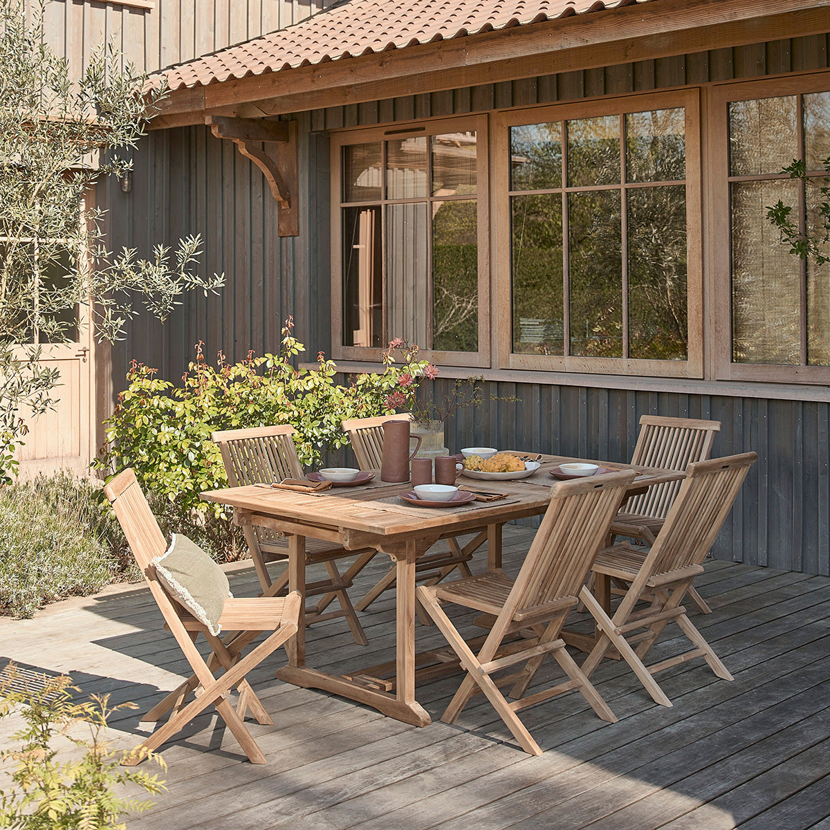 MALTE - Salon de jardin en teck massif extensible 8/10 pers.