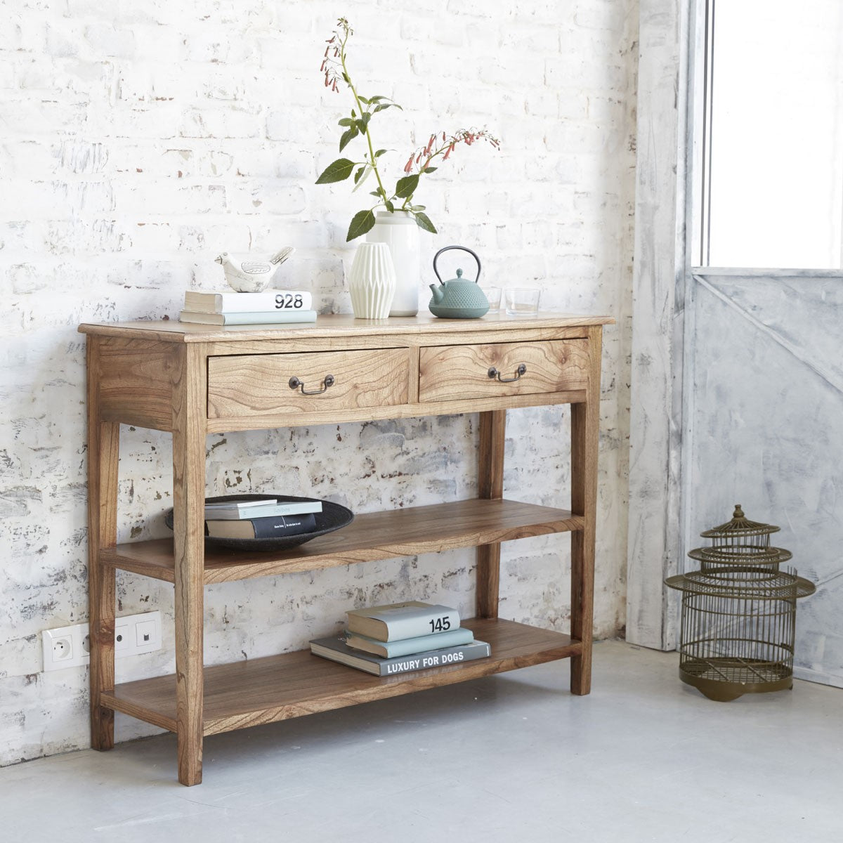 SIMONE - Console en mindi massif 120 cm
