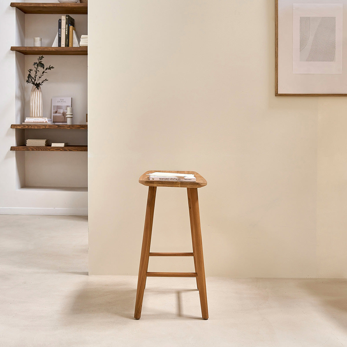 AMBRE - Tabouret de bar en teck massif 65 cm