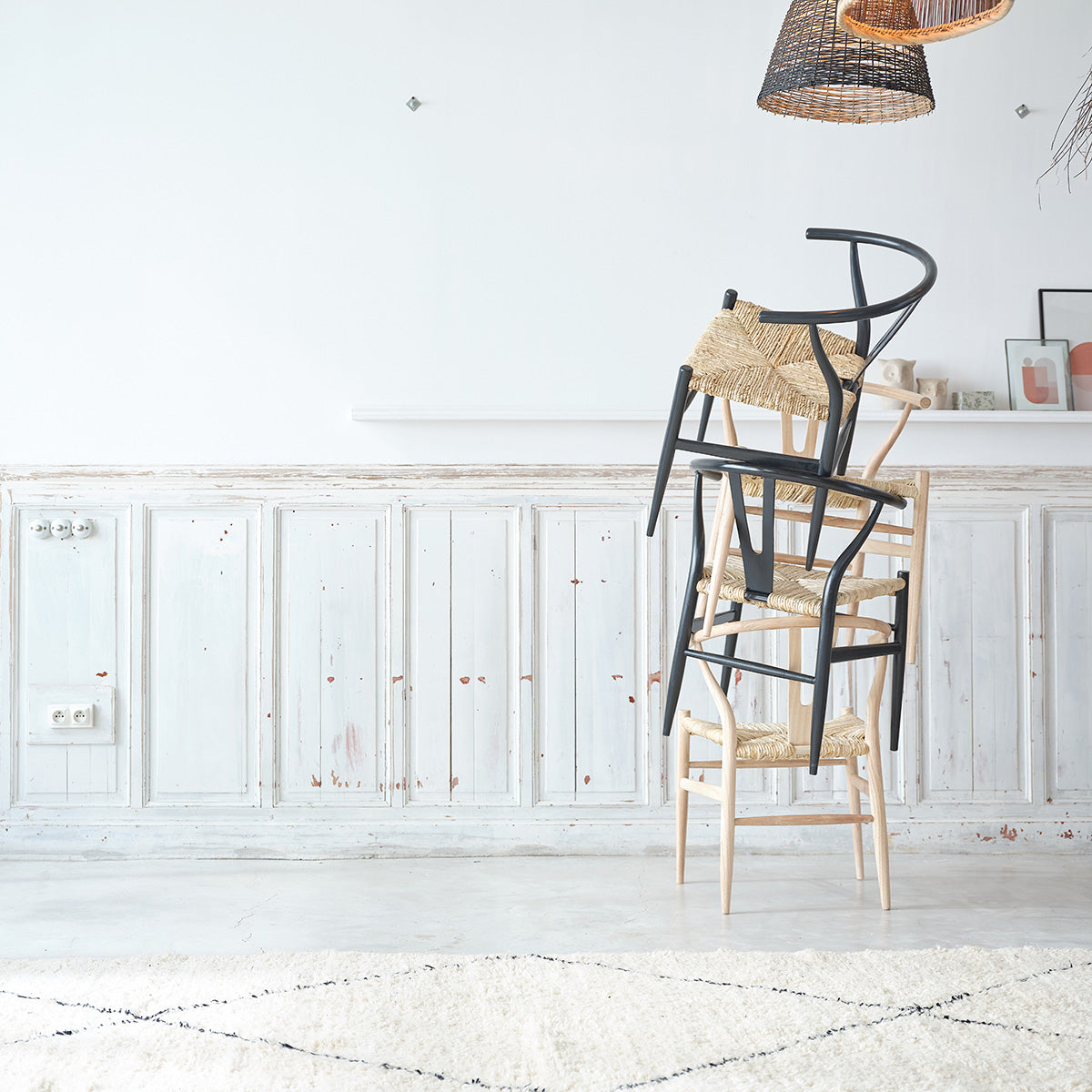 CAMILLE - Chaise en mindi massif et corde naturelle